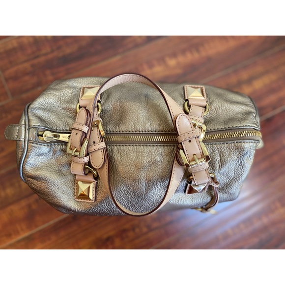 Michael Kors Mini Gold Duffle Satchel Handbag - Picture 2 of 7